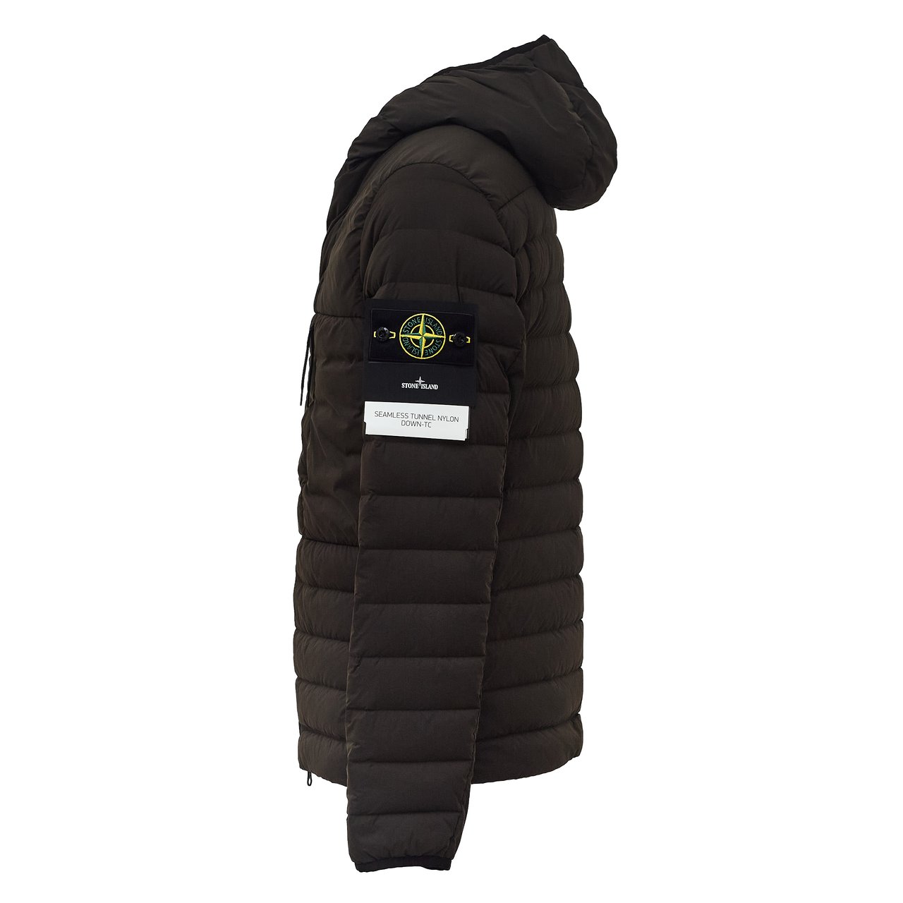 Stone Island Seamless Nylon Down Jacket with Padded Hood Zwart