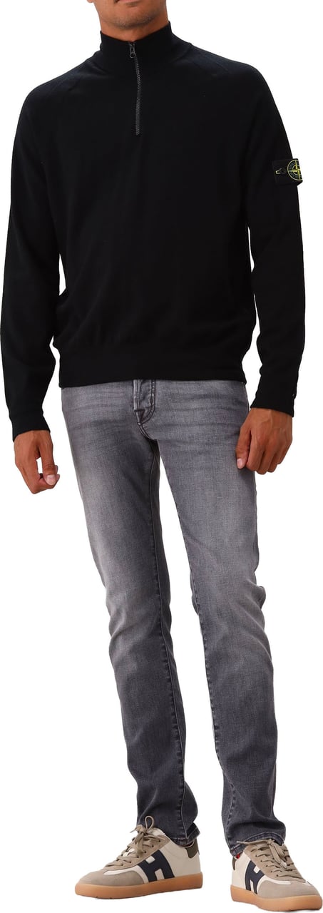 Stone Island Gebreide Half Zip Zwart Zwart