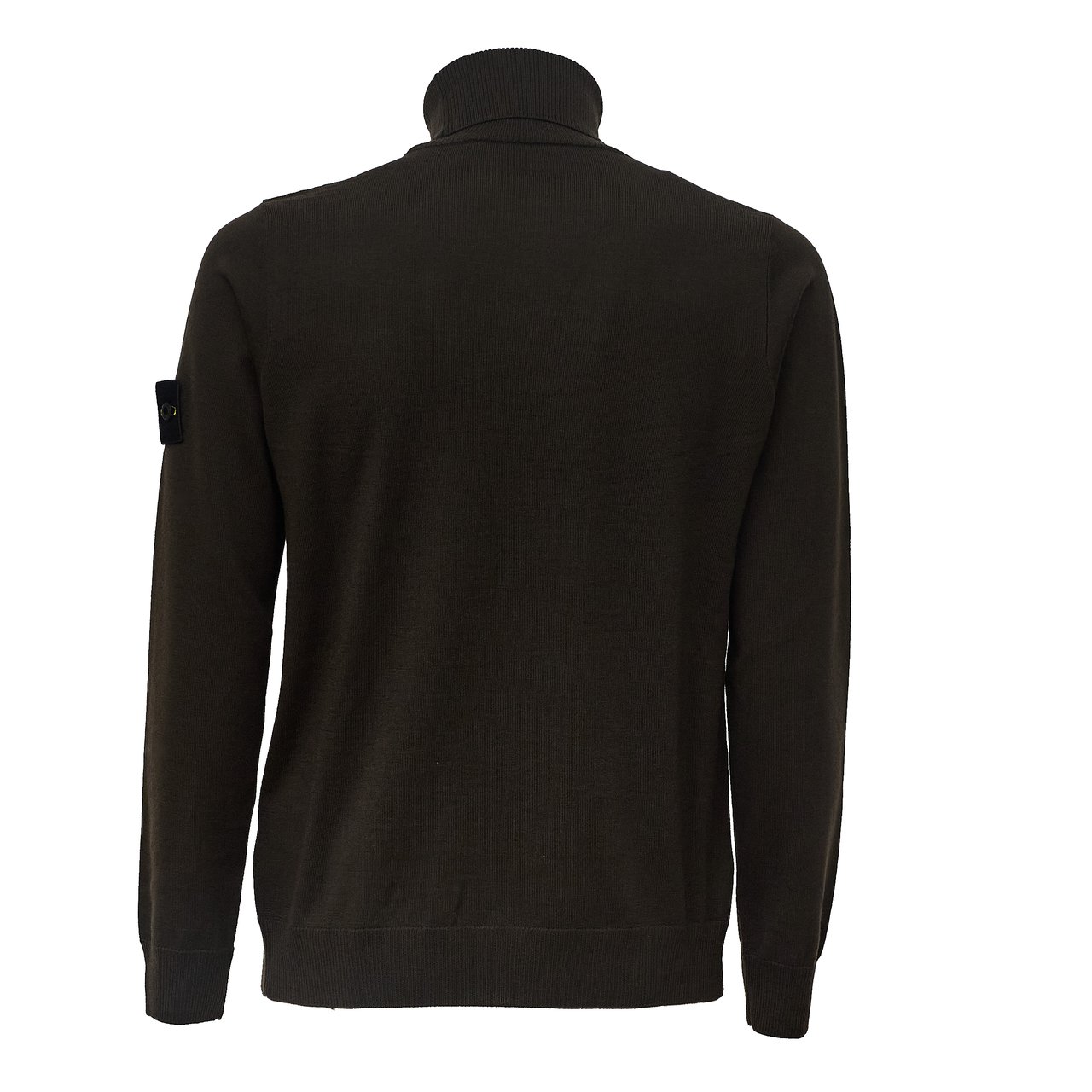 Stone Island Pure Wool Turtleneck Sweater With Ribbed Details Zwart