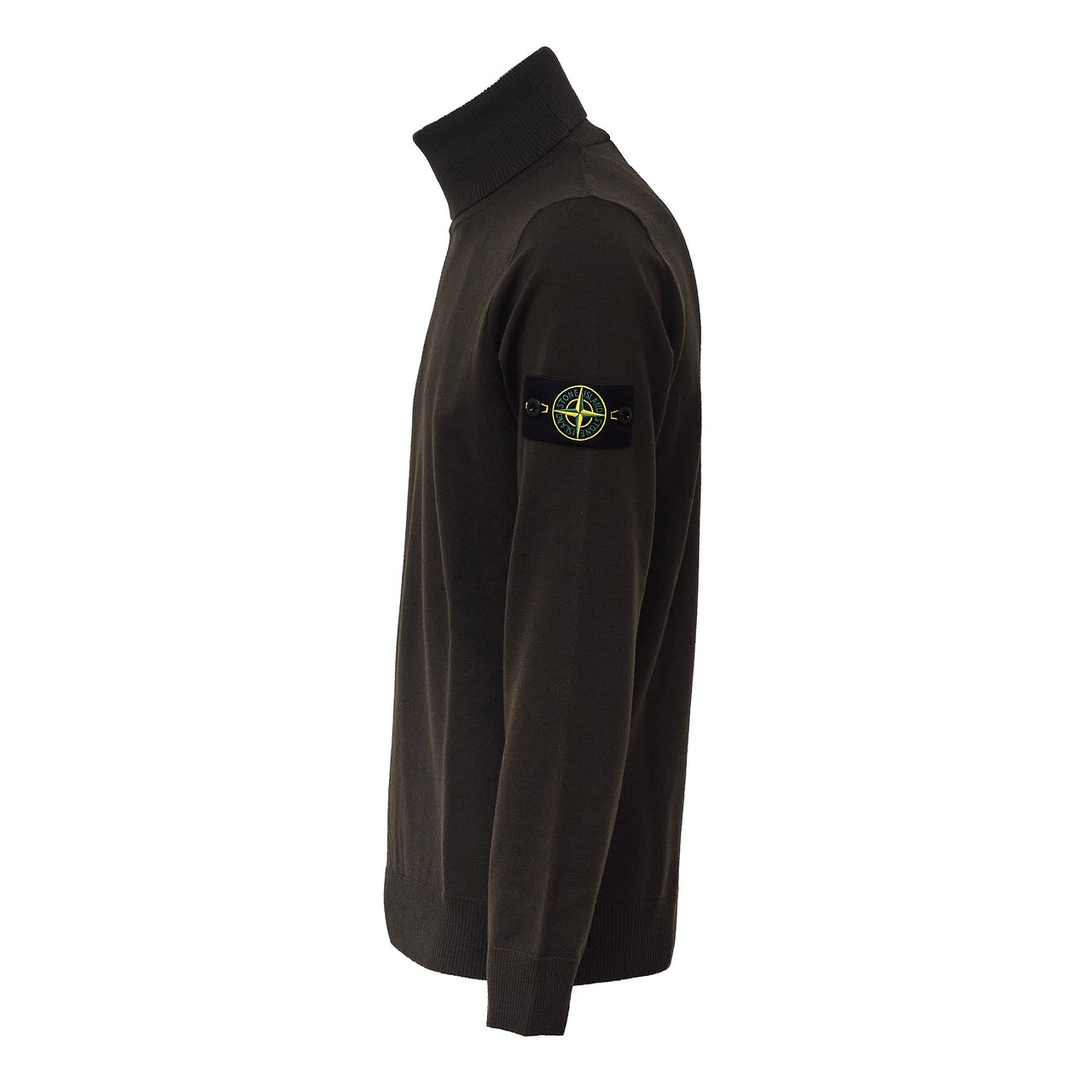 Stone Island Pure Wool Turtleneck Sweater With Ribbed Details Zwart