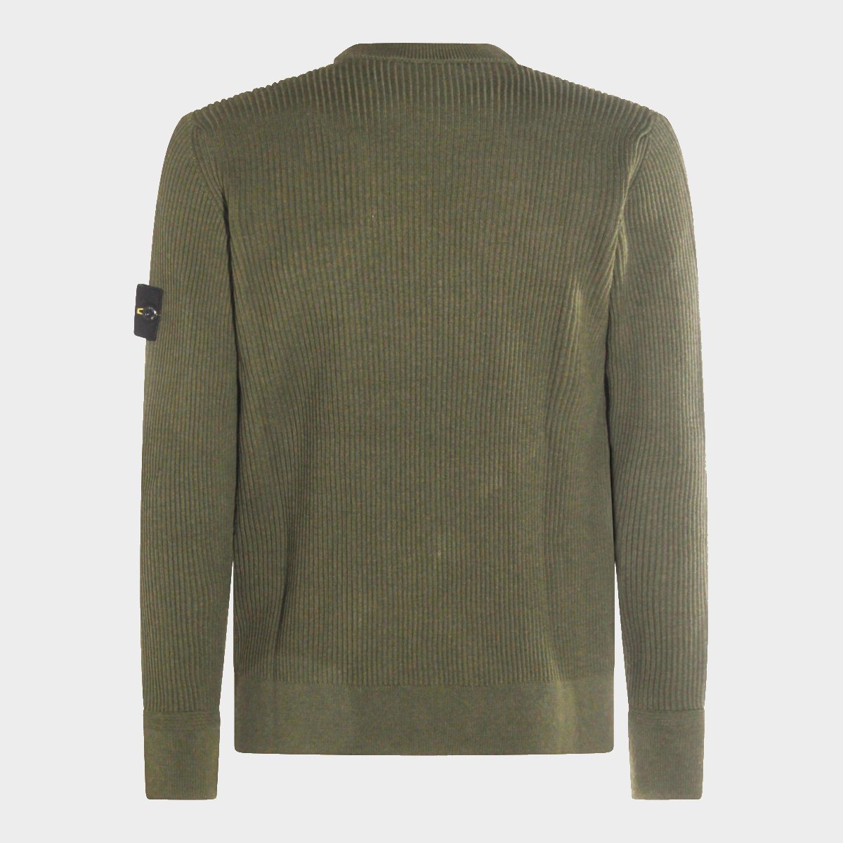 Stone Island Ribbed Knit Sweater With Crew Neckline And Signature Patch Grijs