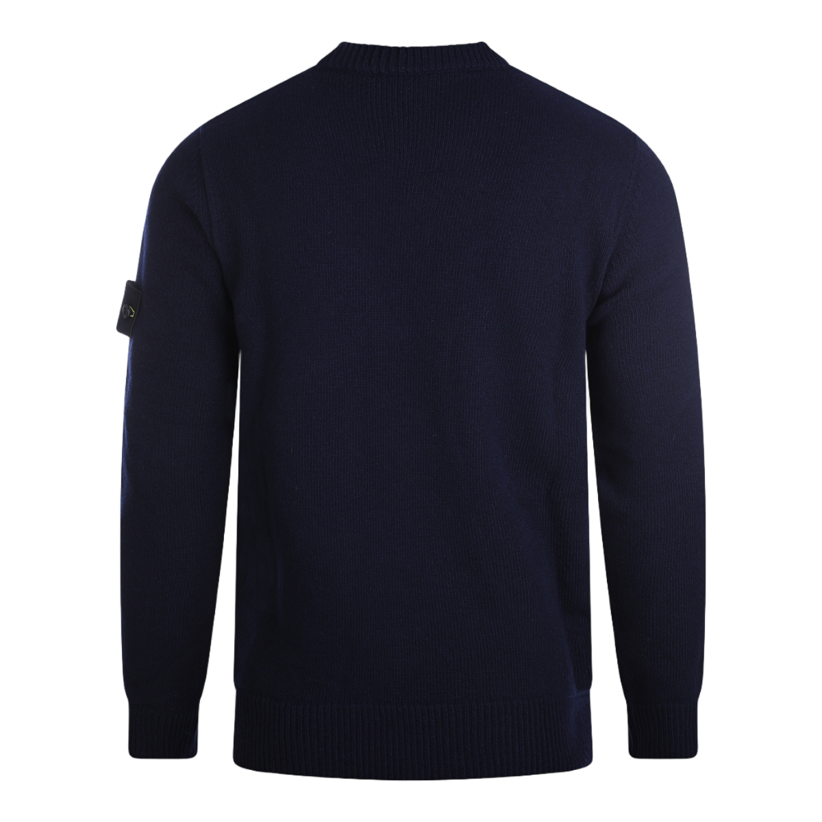 Stone Island Deep Navy Crew Neck Sweater With Ribbed Details Zwart