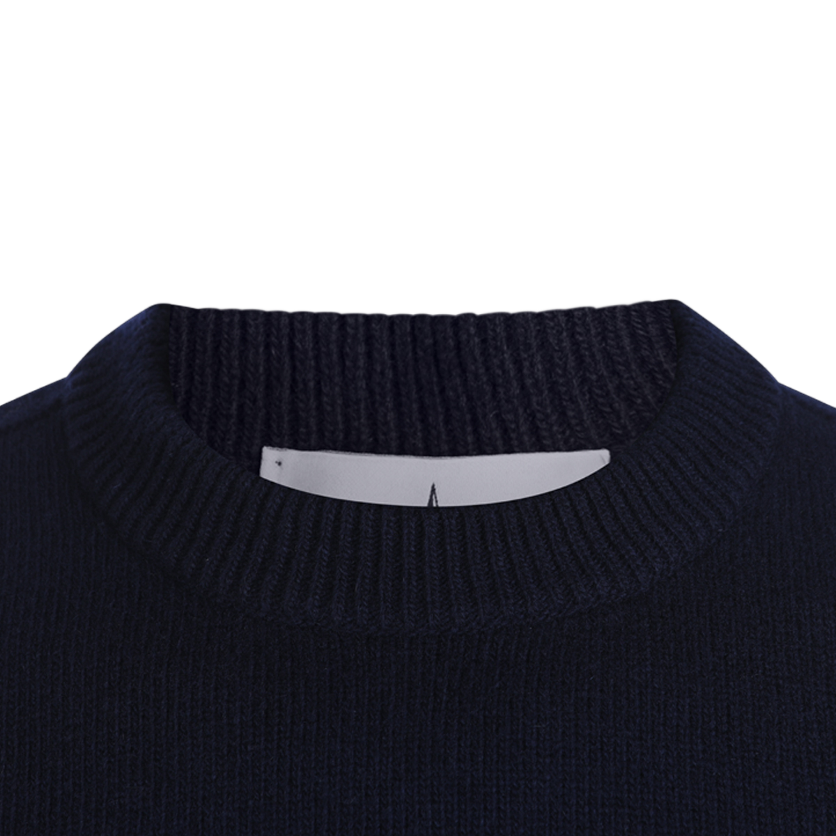 Stone Island Deep Navy Crew Neck Sweater With Ribbed Details Zwart