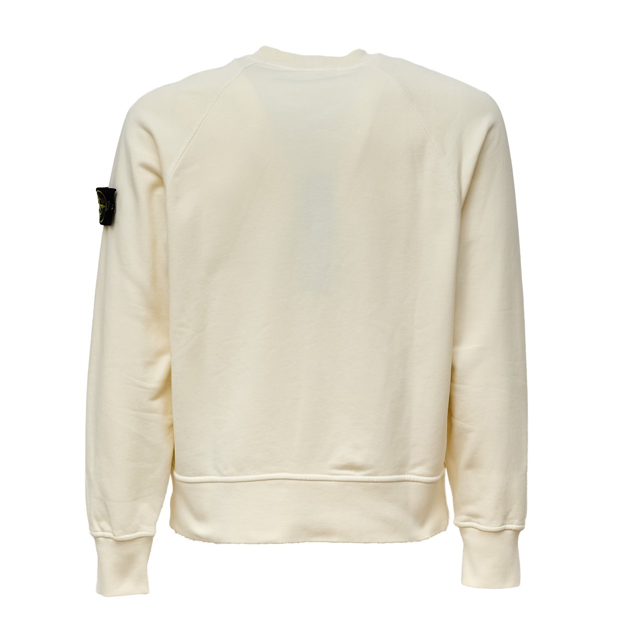 Stone Island Organic Cotton Fleece Sweatshirt with Ribbed Neckline Wit