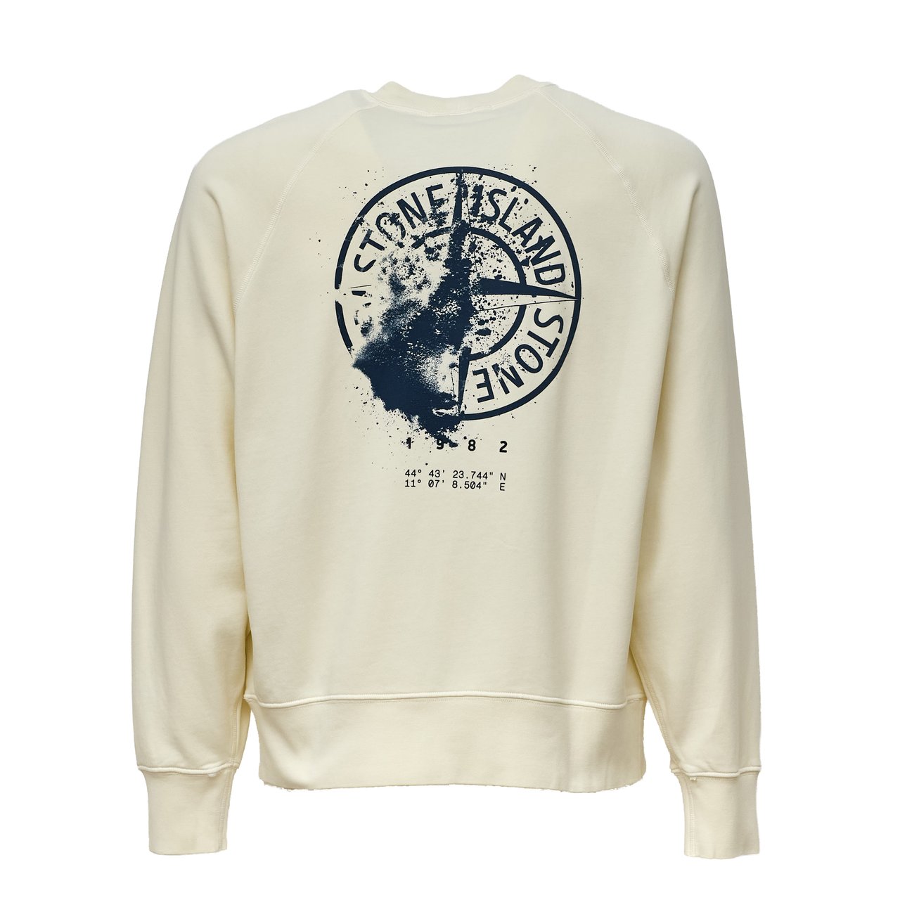 Stone Island Desert Cotton Fleece Sweatshirt with Flocked Logo Wit