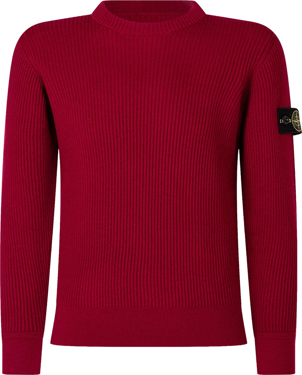 Stone Island Maglia Girocollo a Coste Maroon