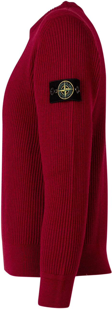 Stone Island Maglia Girocollo a Coste Maroon