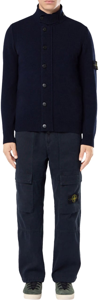 Stone Island LAMBSWOOL CARDIGAN NAVY BLUE Blauw