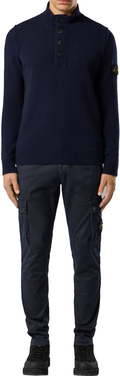 Stone Island LAMBSWOOL LS POLO NAVY BLUE Blauw