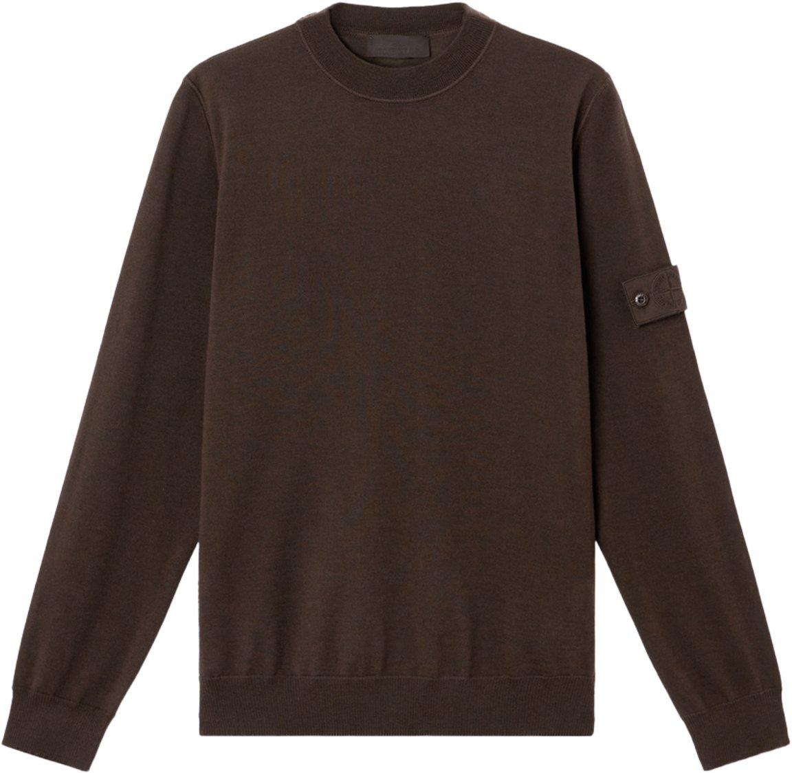 Stone Island LIGHT PURE RWS WOOL_S.I. GHOST CREW NECK DARK BROWN Bruin