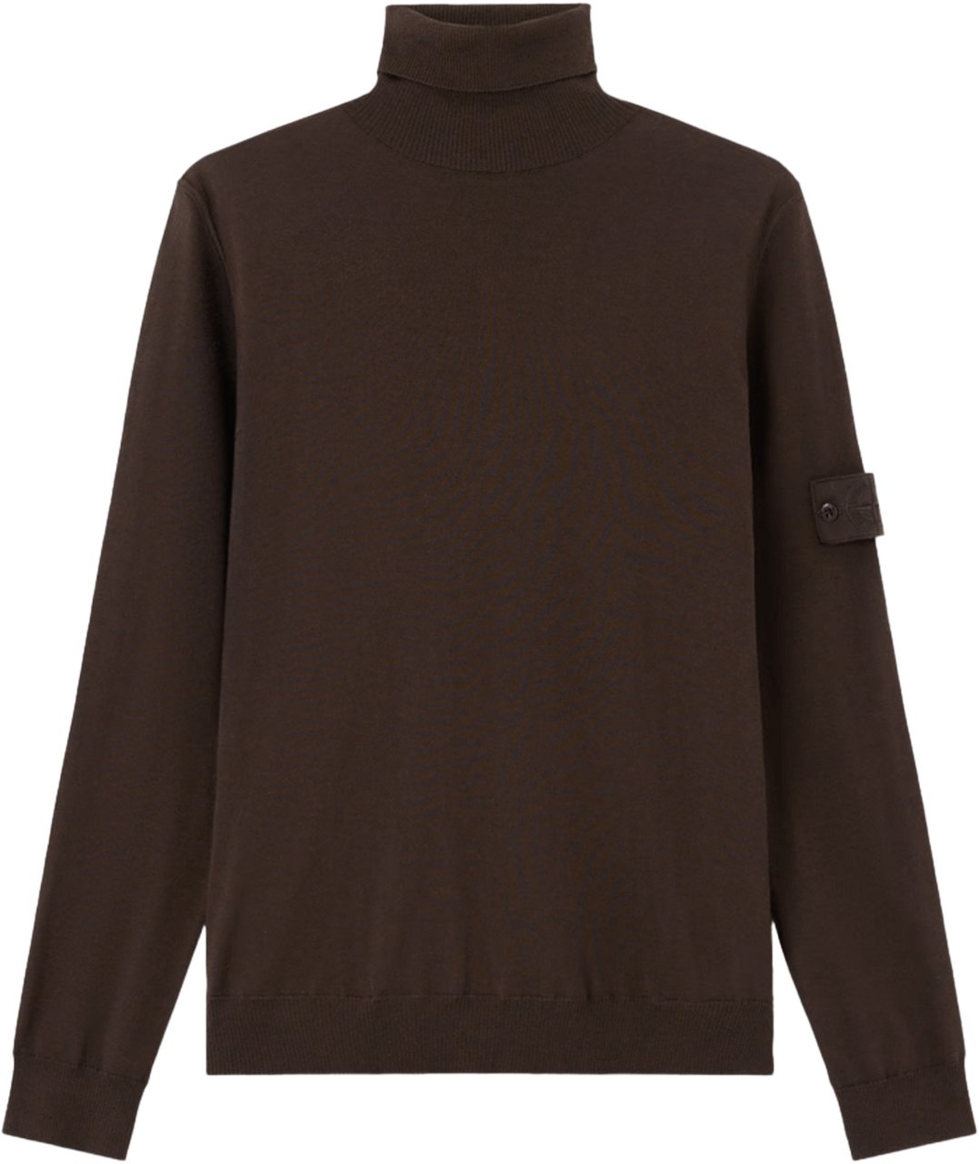 Stone Island LIGHT PURE RWS WOOL_S.I. GHOST T-NECK DARK BROWN Bruin