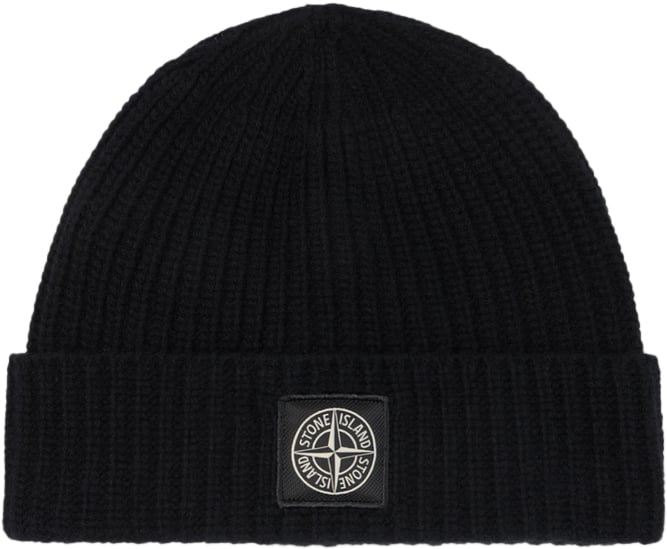 Stone Island LIGHT RWS GEELONG WOOL BEANIE BLACK Zwart