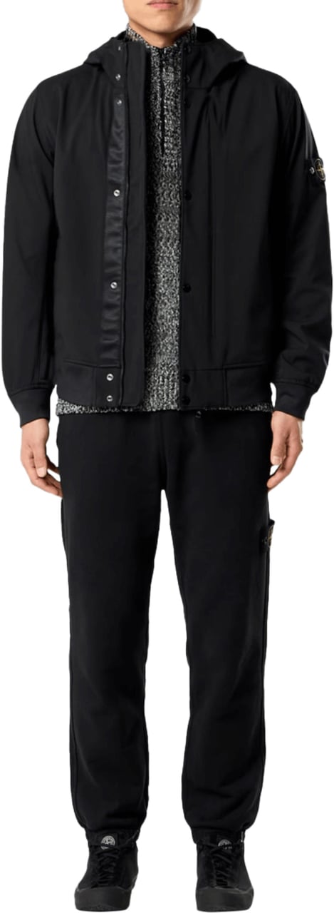 Stone Island LIGHT SOFT SHELL-R e.dye TECHNOLOGY SHORT PARKA BLACK Zwart