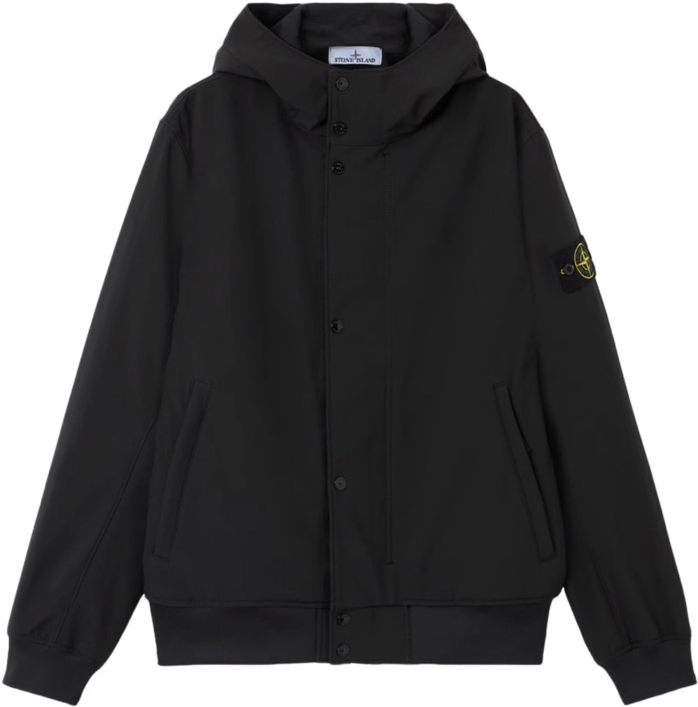 Stone Island LIGHT SOFT SHELL-R e.dye TECHNOLOGY SHORT PARKA BLACK Zwart