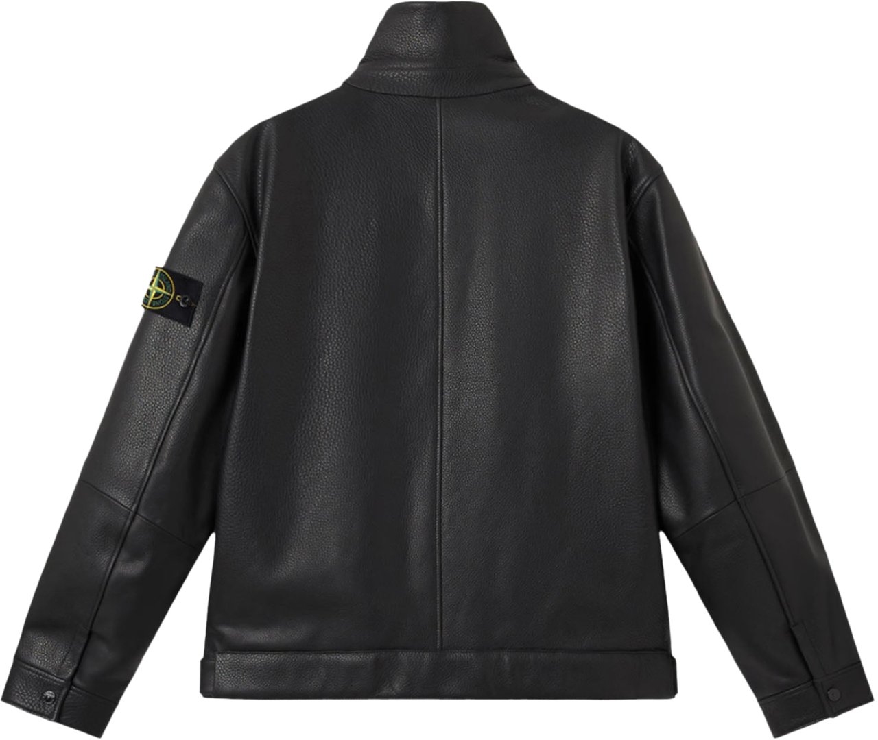 Stone Island MATT GRAIN LEATHER JACKET BLACK Zwart