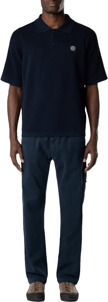 Stone Island Polo shirt van zacht biologisch katoen met microstiksels, marineblauw. Navy