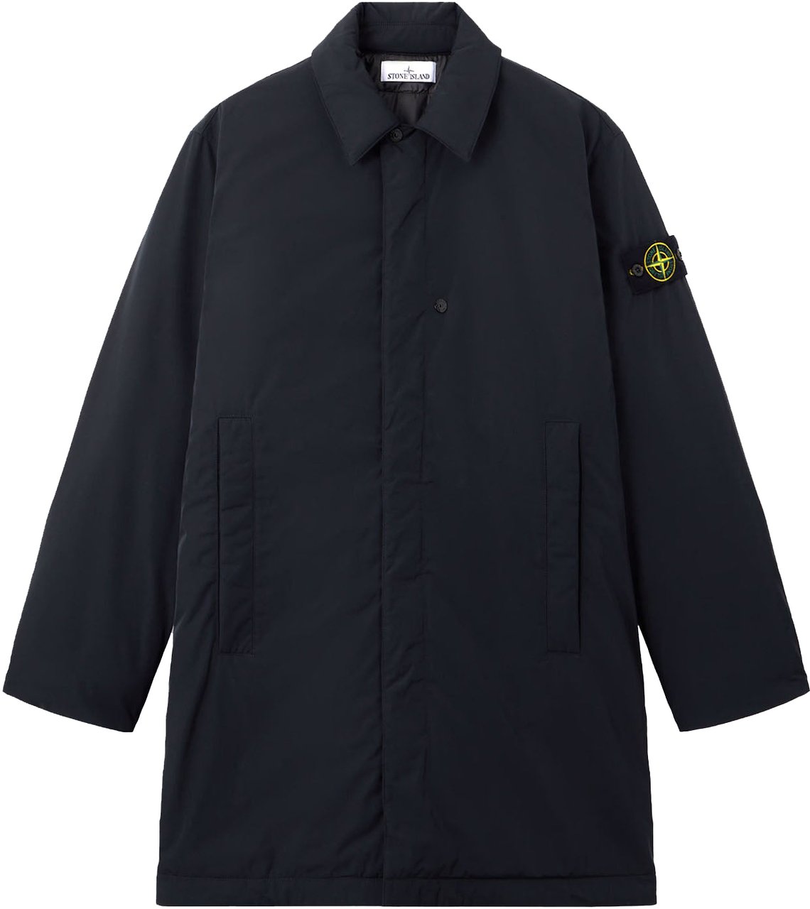 Stone Island MICRO TWILL LONG COAT BLACK Zwart