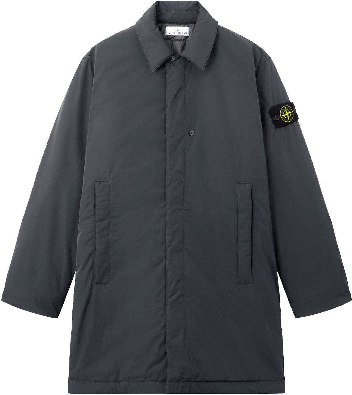 Stone Island MICRO TWILL LONG COAT LEAD GREY Grijs