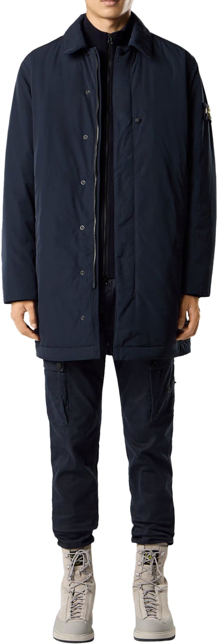 Stone Island MICRO TWILL LONG COAT NAVY BLUE Blauw
