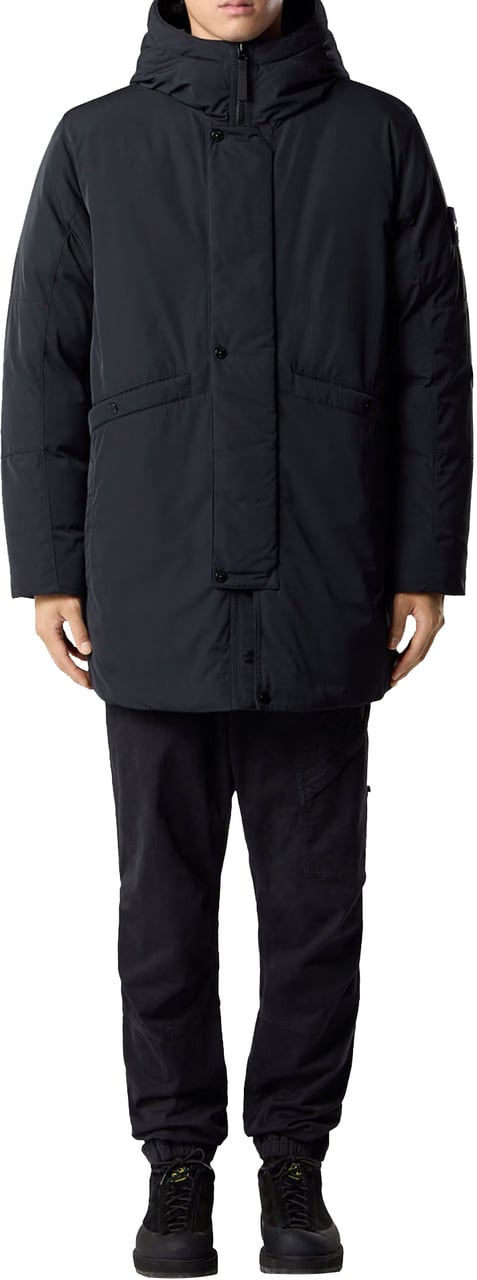 Stone Island MICRO TWILL LONG PARKA BLACK Zwart