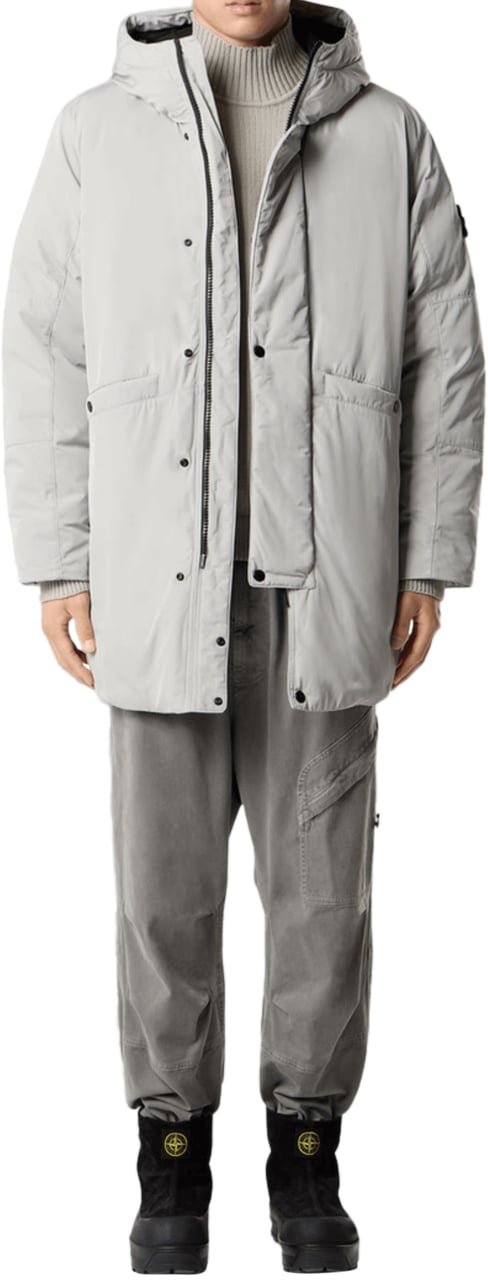 Stone Island MICRO TWILL LONG PARKA PEARL GREY Grijs