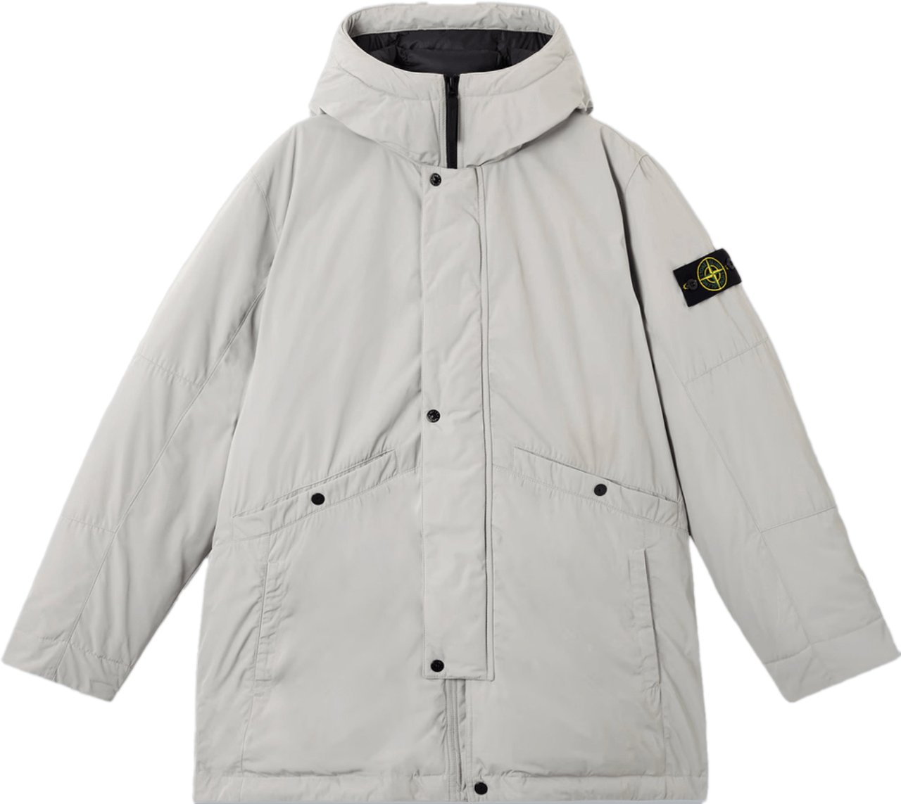 Stone Island MICRO TWILL LONG PARKA PEARL GREY Grijs