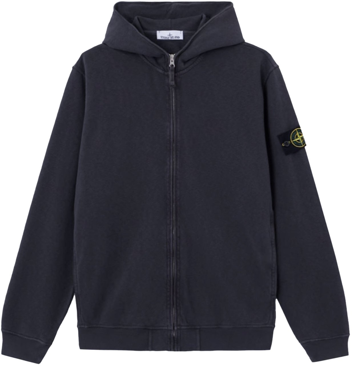 Stone Island OLD' EFFECT MALFILÉ FLEECE HOODIE SWEATER NAVY BLUE Blauw