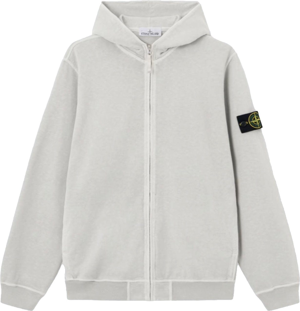 Stone Island OLD' EFFECT MALFILÉ FLEECE HOODIE TRUI PARELGRIJS Lichtgrijs