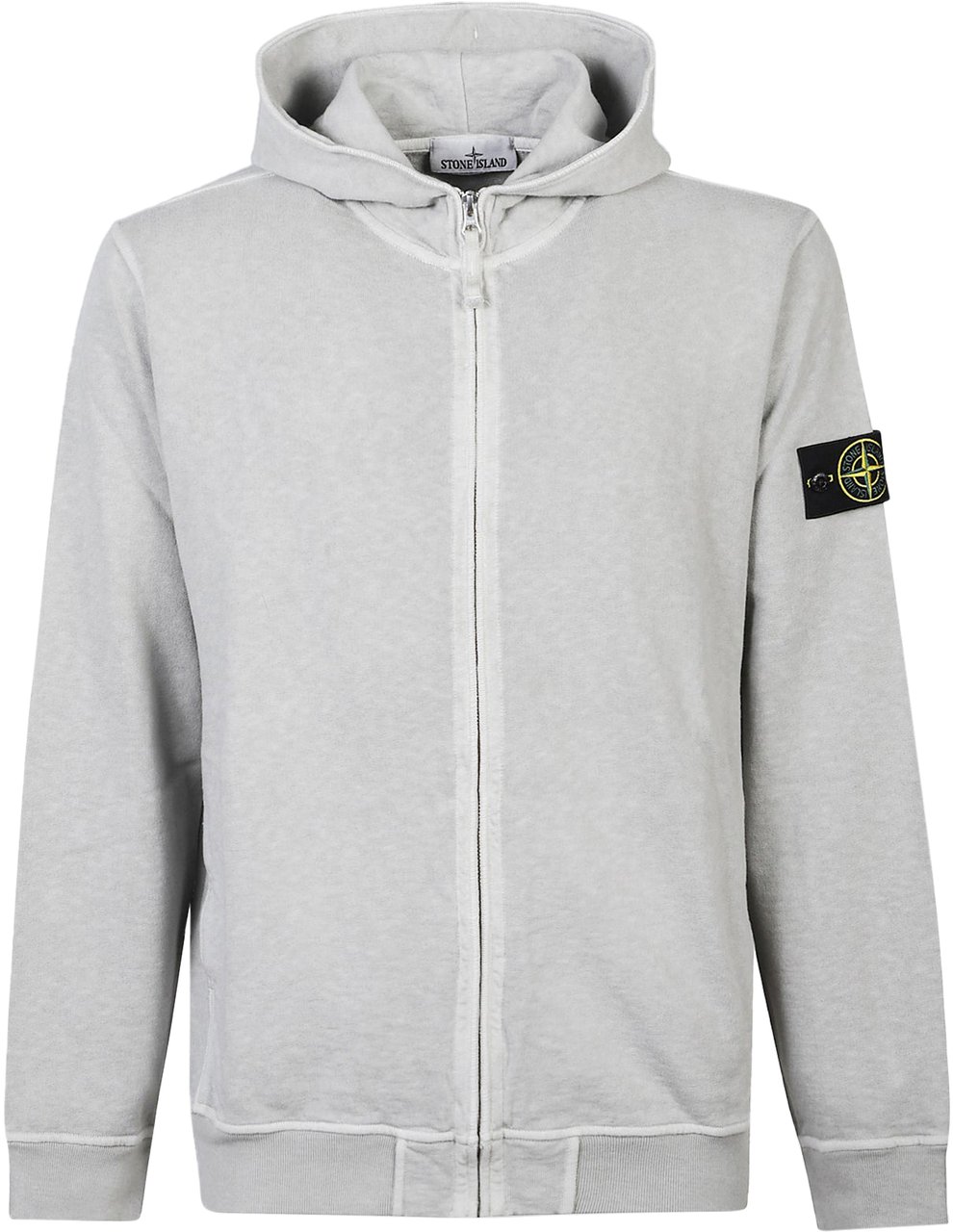 Stone Island OLD' EFFECT MALFILÉ FLEECE HOODIE SWEATER PEARL GREY Grijs