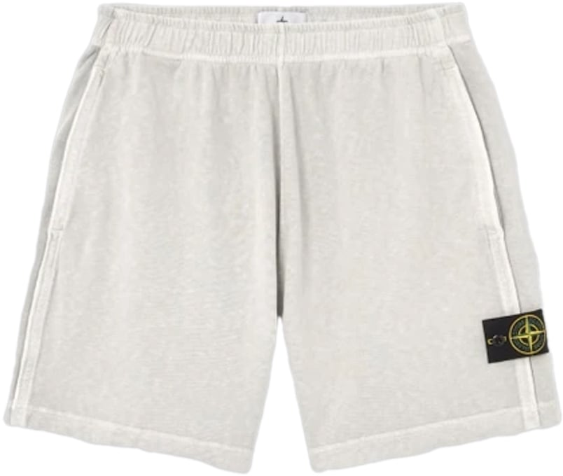 Stone Island OLD' EFFECT MALFILÉ FLEECE SHORTS PARELGRIJS Wit