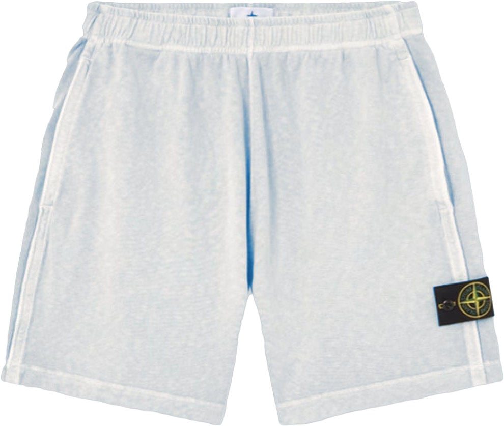 Stone Island 'OLD' EFFECT MALFILÉ FLEECE SHORTS HEMELSBLAUW Lichtblauw