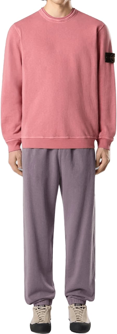 Stone Island OLD' EFFECT MALFILÉ FLEECE SWEATSHIRT OLEANDER Roze