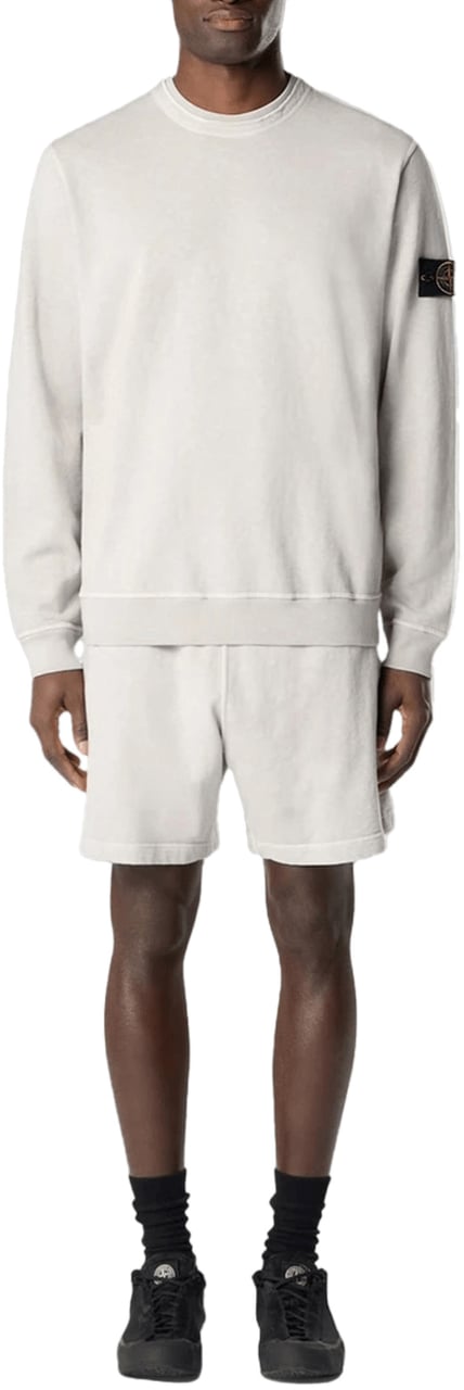 Stone Island OLD' EFFECT MALFILÉ FLEECE SWEATSHIRT PARELGRIJS Lichtgrijs