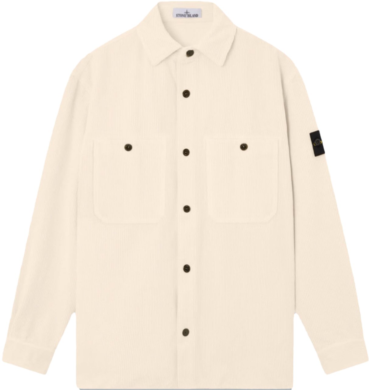 Stone Island ORGANIC COTTON CORDUROY 800 SHIRTS IVORY Wit