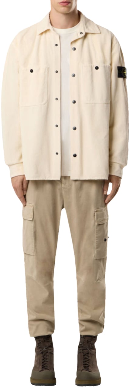 Stone Island ORGANIC COTTON CORDUROY 800 SHIRTS IVORY Wit