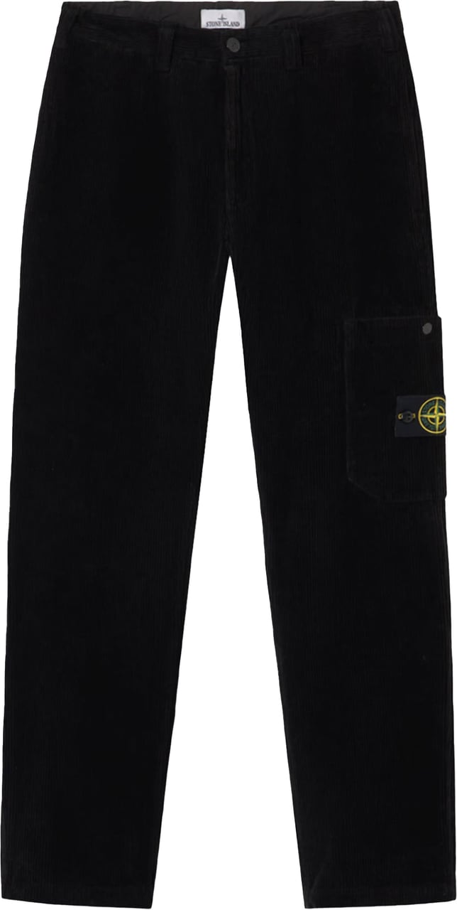 Stone Island ORGANIC COTTON CORDUROY 800 TROUSERS BLACK Zwart