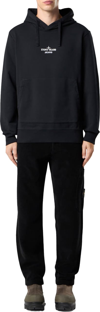 Stone Island ORGANIC COTTON CORDUROY 800 TROUSERS BLACK Zwart