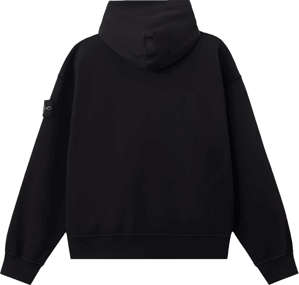 Stone Island Hoodie van biologisch katoen fleece, zwart. Zwart