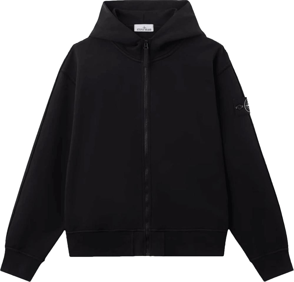 Stone Island Hoodie van biologisch katoen fleece, zwart. Zwart