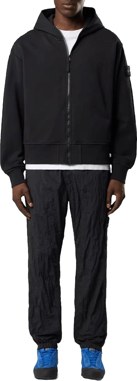Stone Island Hoodie van biologisch katoen fleece, zwart. Zwart