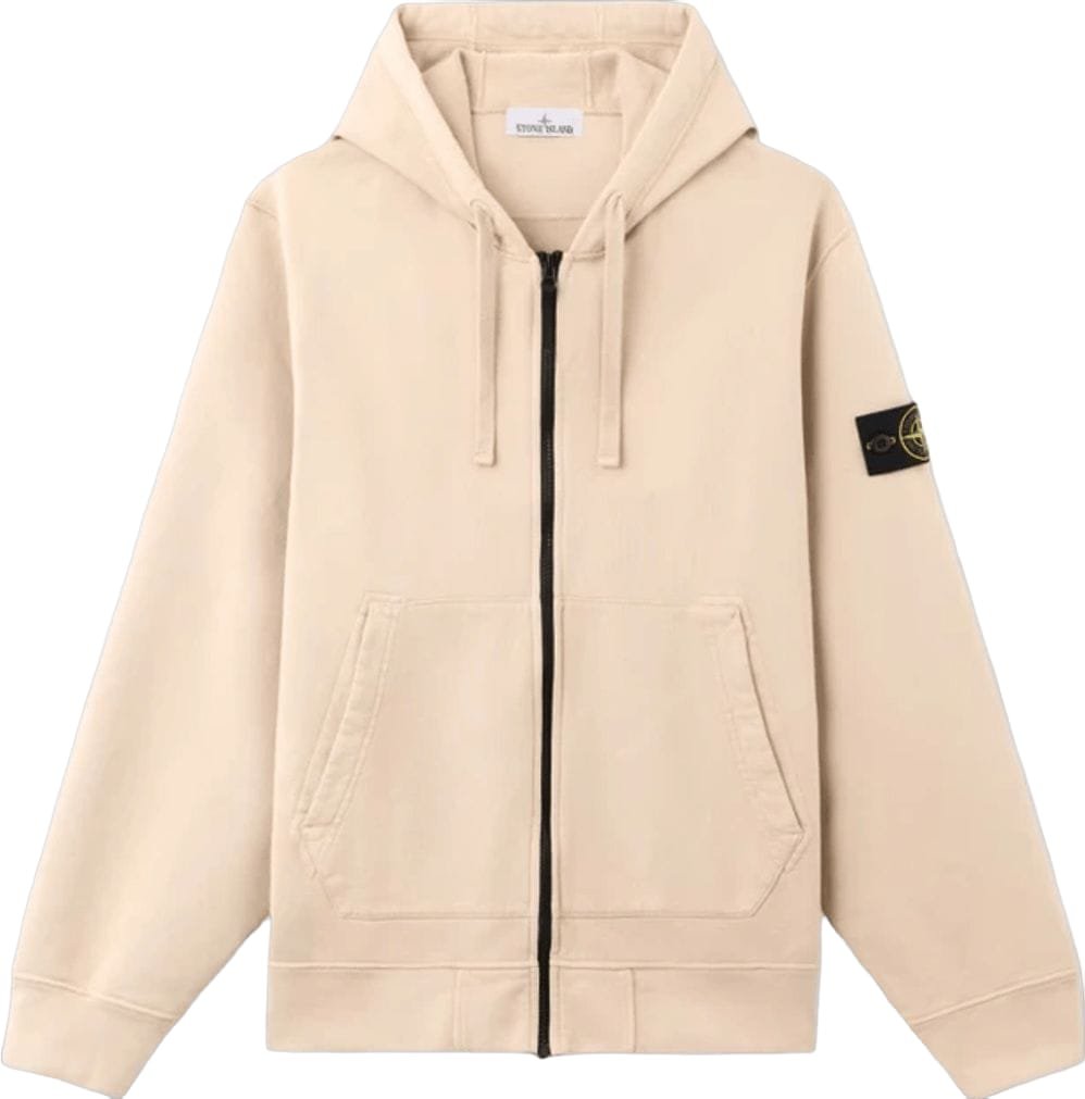 Stone Island Hoodie van biologisch katoen fleece in de kleur Desert Sand. Beige