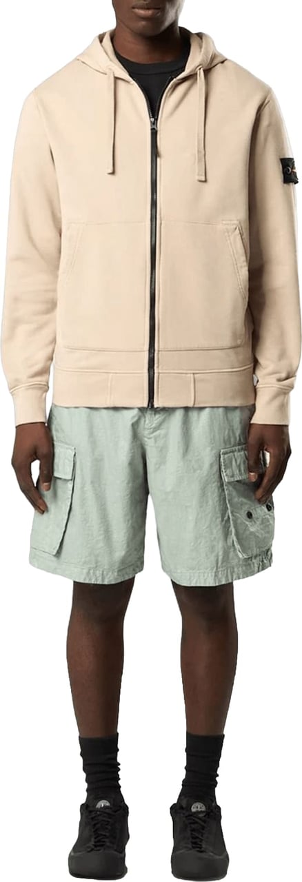 Stone Island Hoodie van biologisch katoen fleece in de kleur Desert Sand. Beige
