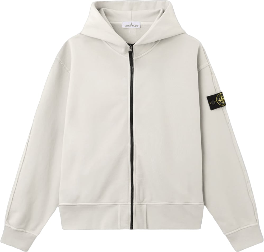Stone Island Hoodie van biologisch katoen fleece, parelgrijs. Lichtgrijs