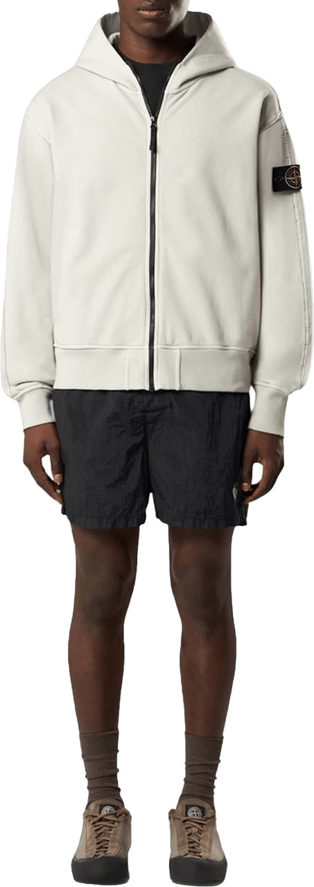 Stone Island Hoodie van biologisch katoen fleece, parelgrijs. Lichtgrijs