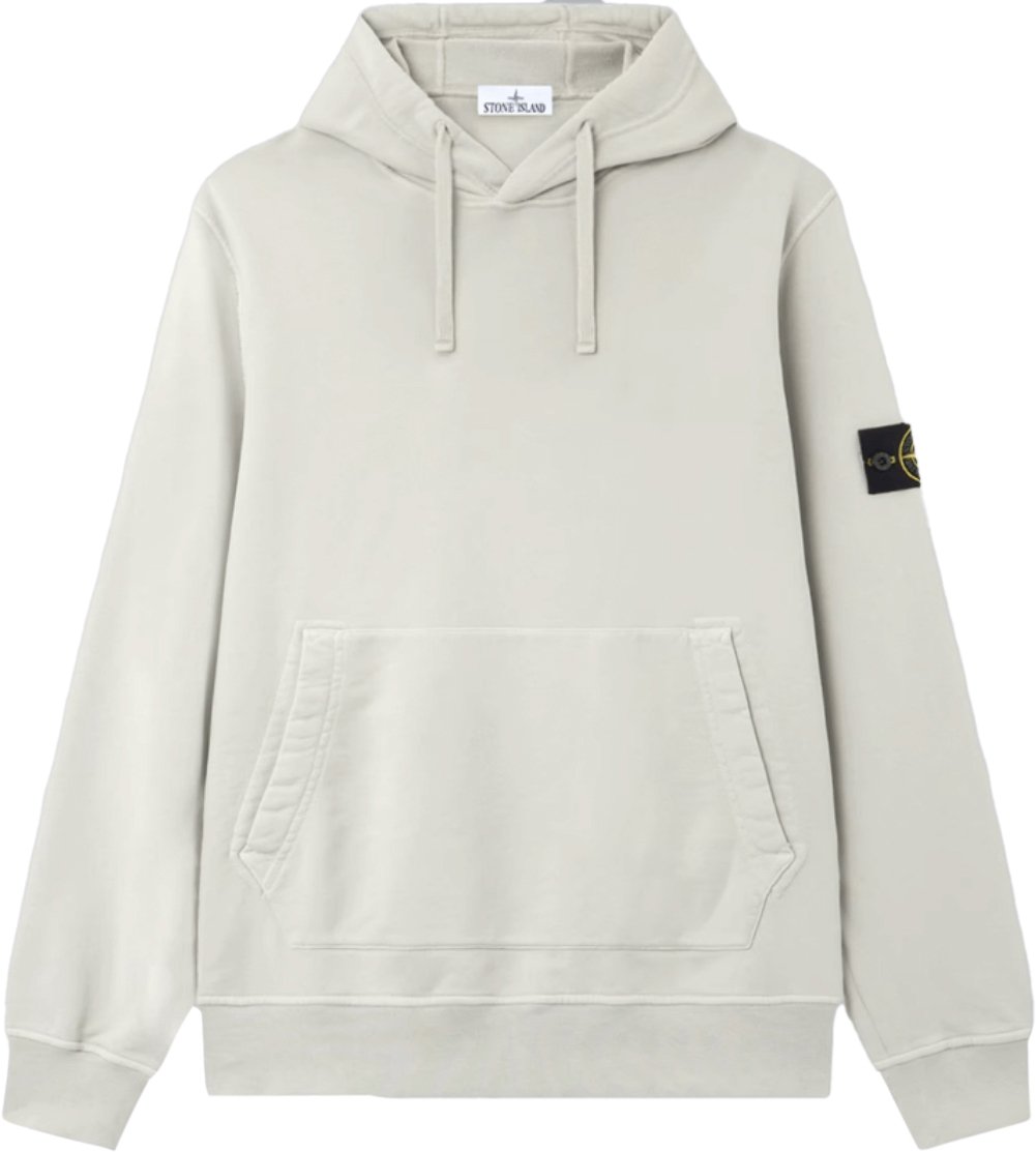 Stone Island ORGANIC COTTON FLEECE HOODIE SWEATER PEARL GREY Grijs