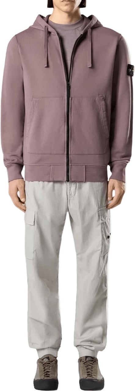 Stone Island Hoodie van biologisch katoen fleece, paarsgrijs Paars