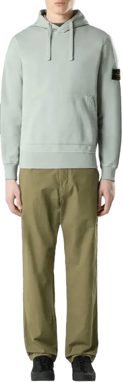 Stone Island Hoodie van biologisch katoen fleece in de kleur saliegroen. Lime