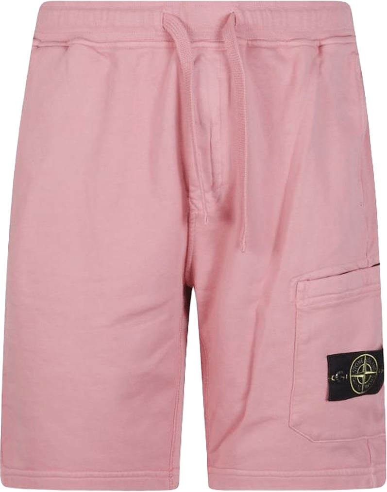 Stone Island Biologische katoenen fleece shorts Oleander Roze