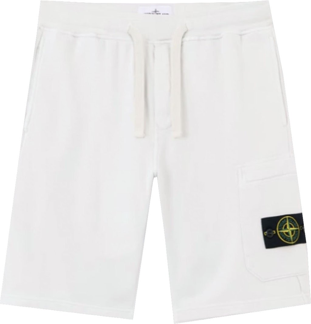 Stone Island Biologische katoenen fleece shorts, parelgrijs Wit