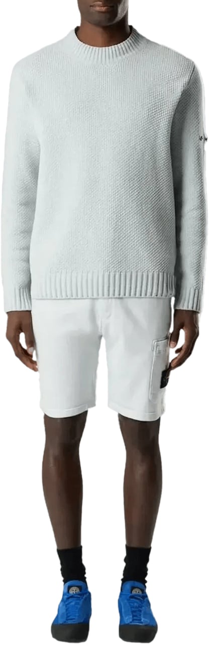 Stone Island Biologische katoenen fleece shorts, lichtblauw Wit